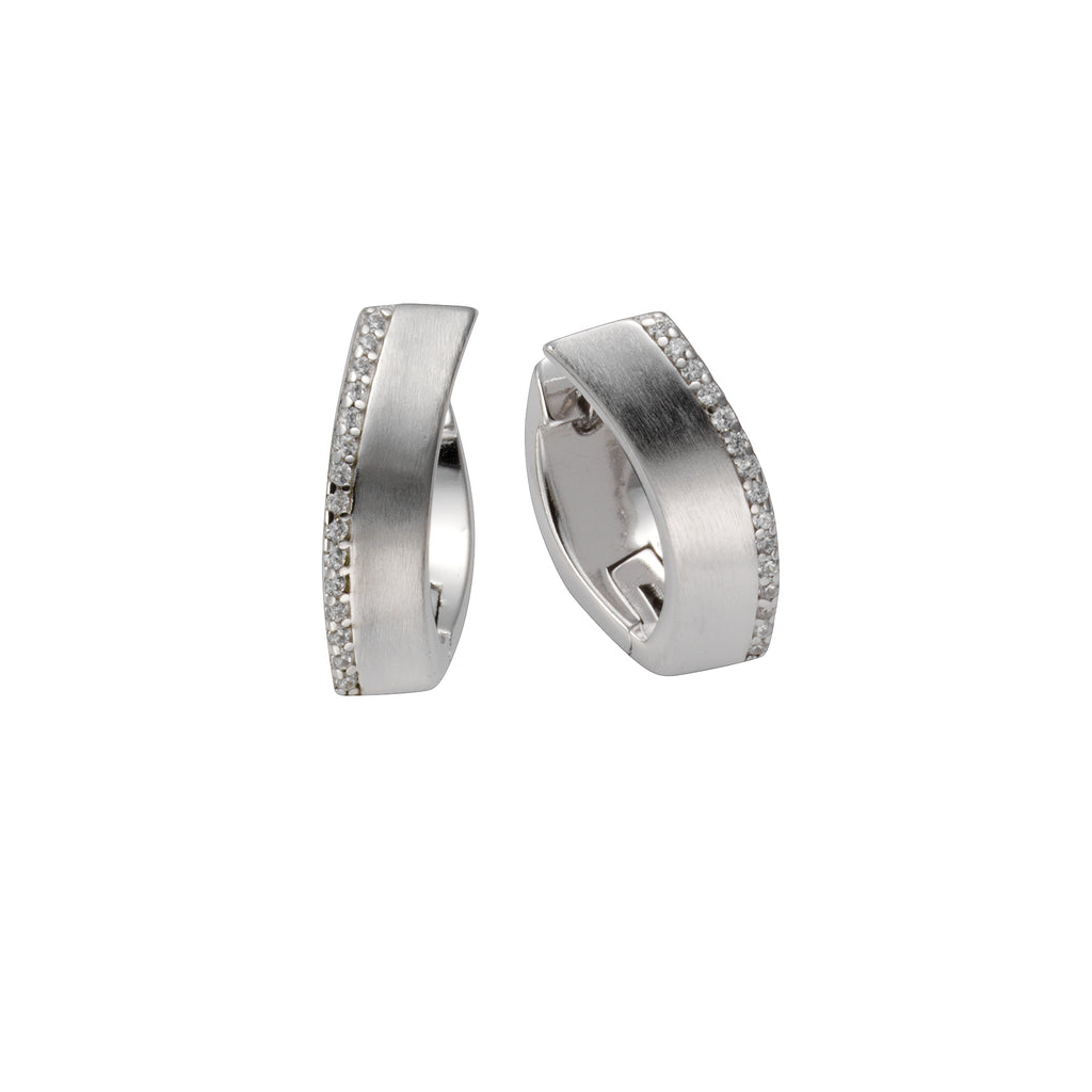 Klappcreolen 925 Silber rhodiniert mit Zirkonia