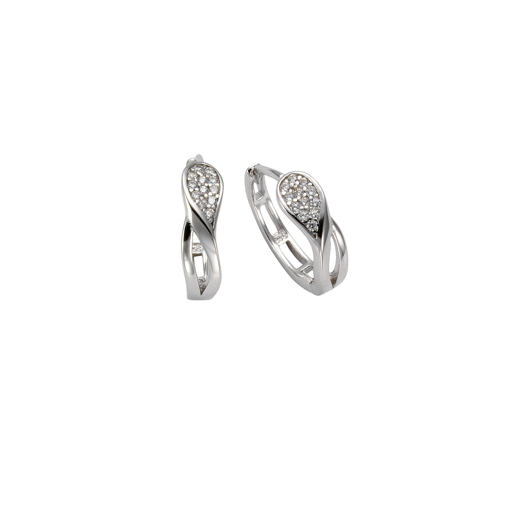 Ohrringe Silber 925 rhodiniert mit 24x Zirkonia weiß