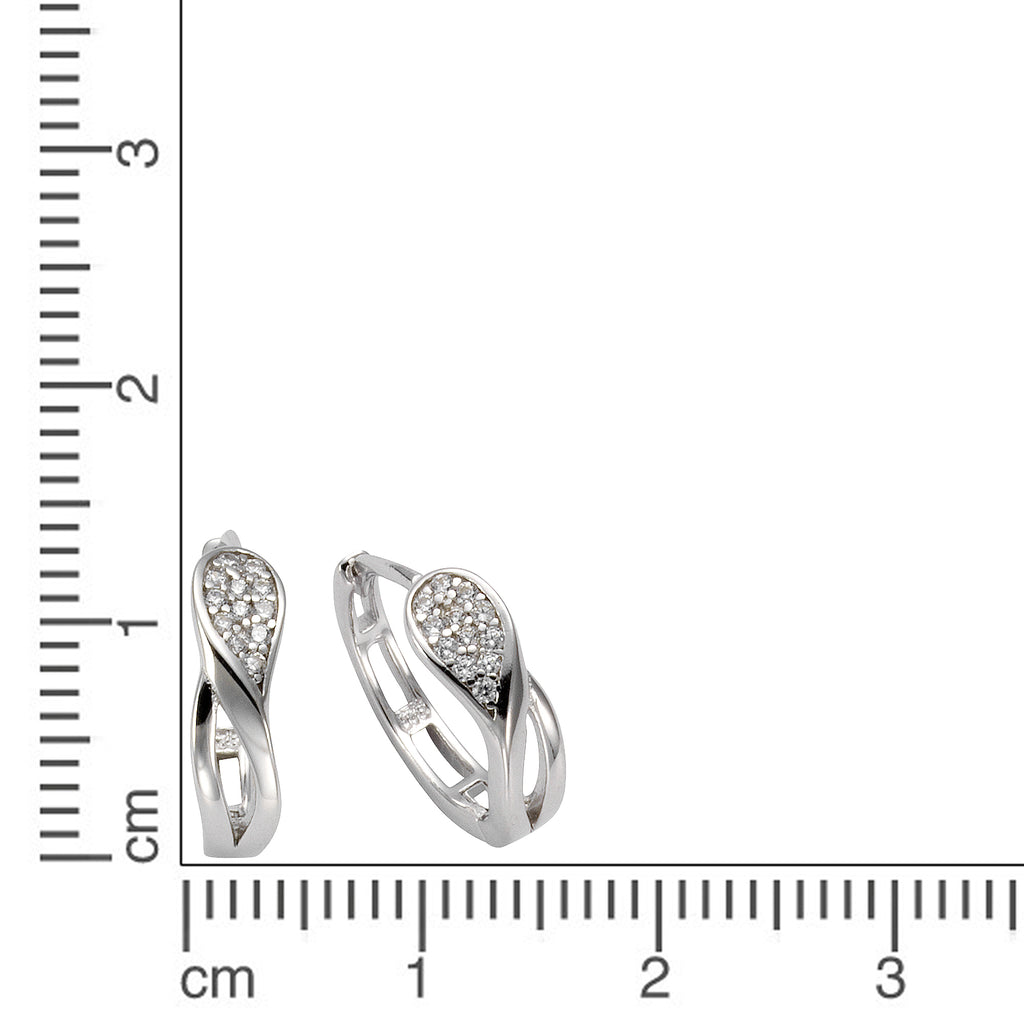 Ohrringe Silber 925 rhodiniert mit 24x Zirkonia weiß