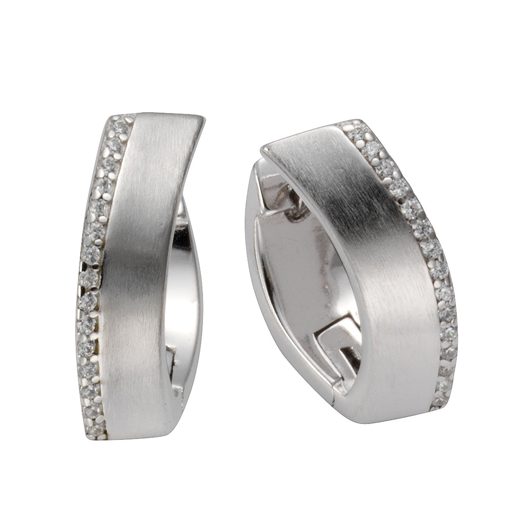 Klappcreolen 925 Silber rhodiniert mit Zirkonia