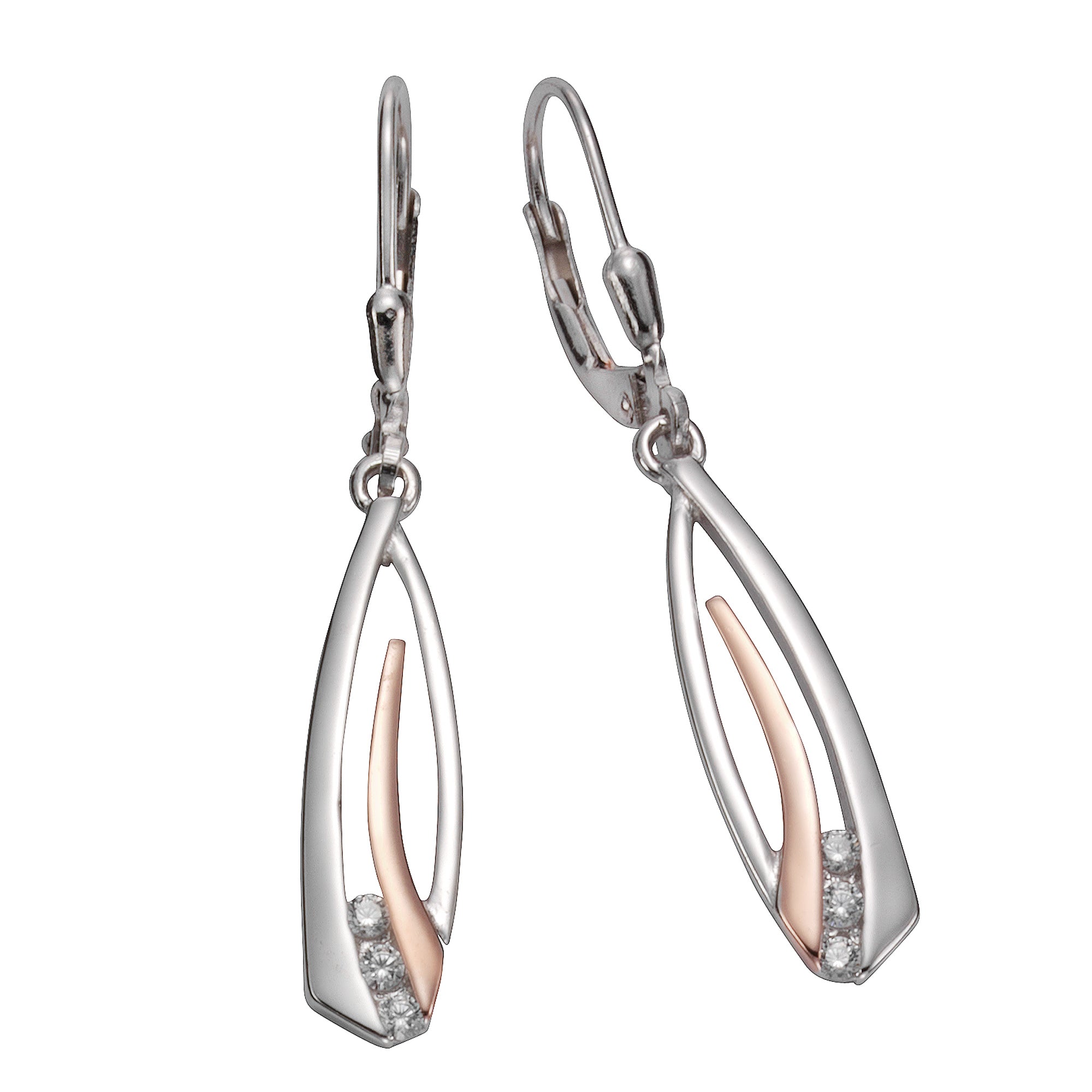 Ohrhänger 925 Silber zweifarbig Zirkonia