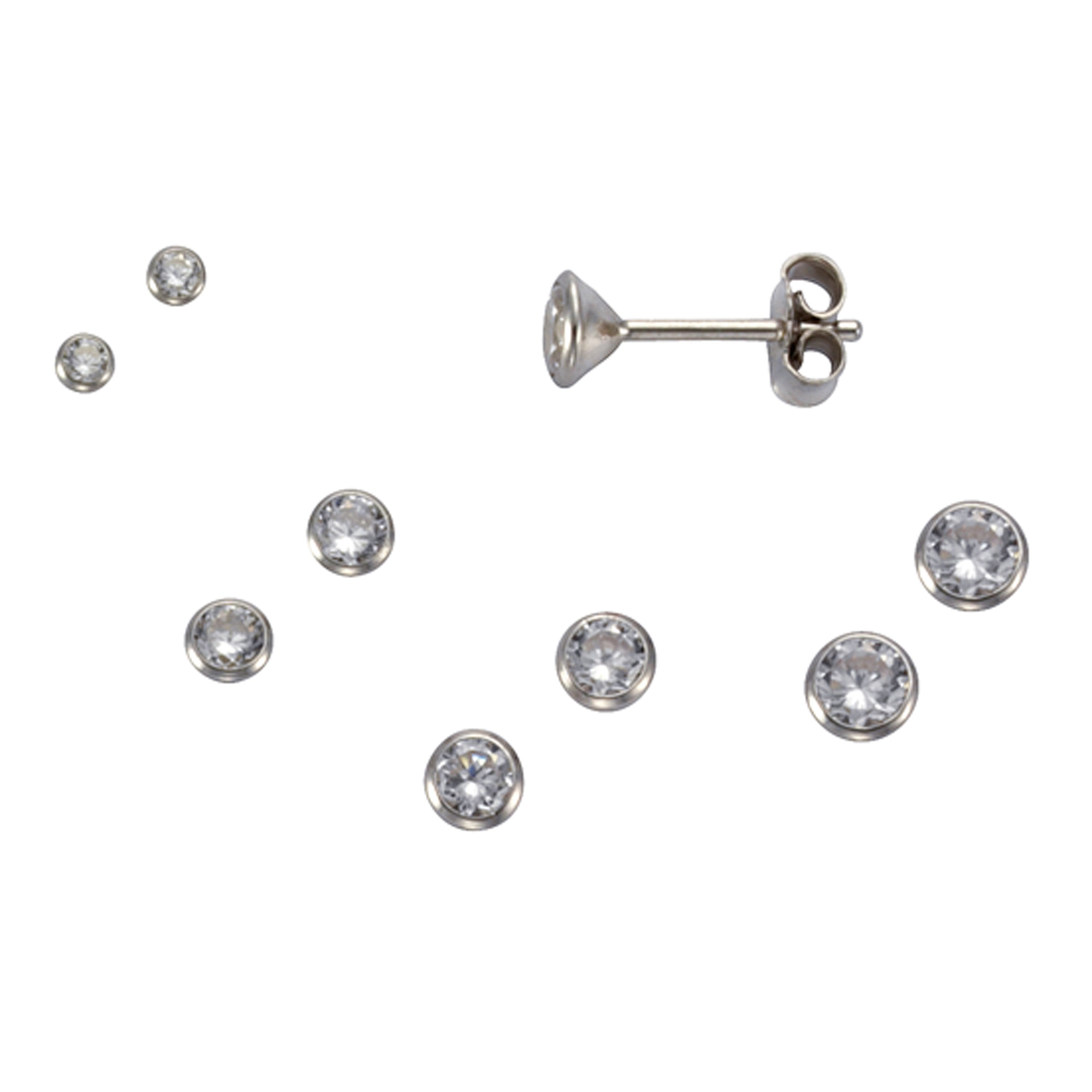 Ohrstecker 925 Silber Set 3 Paar 3mm