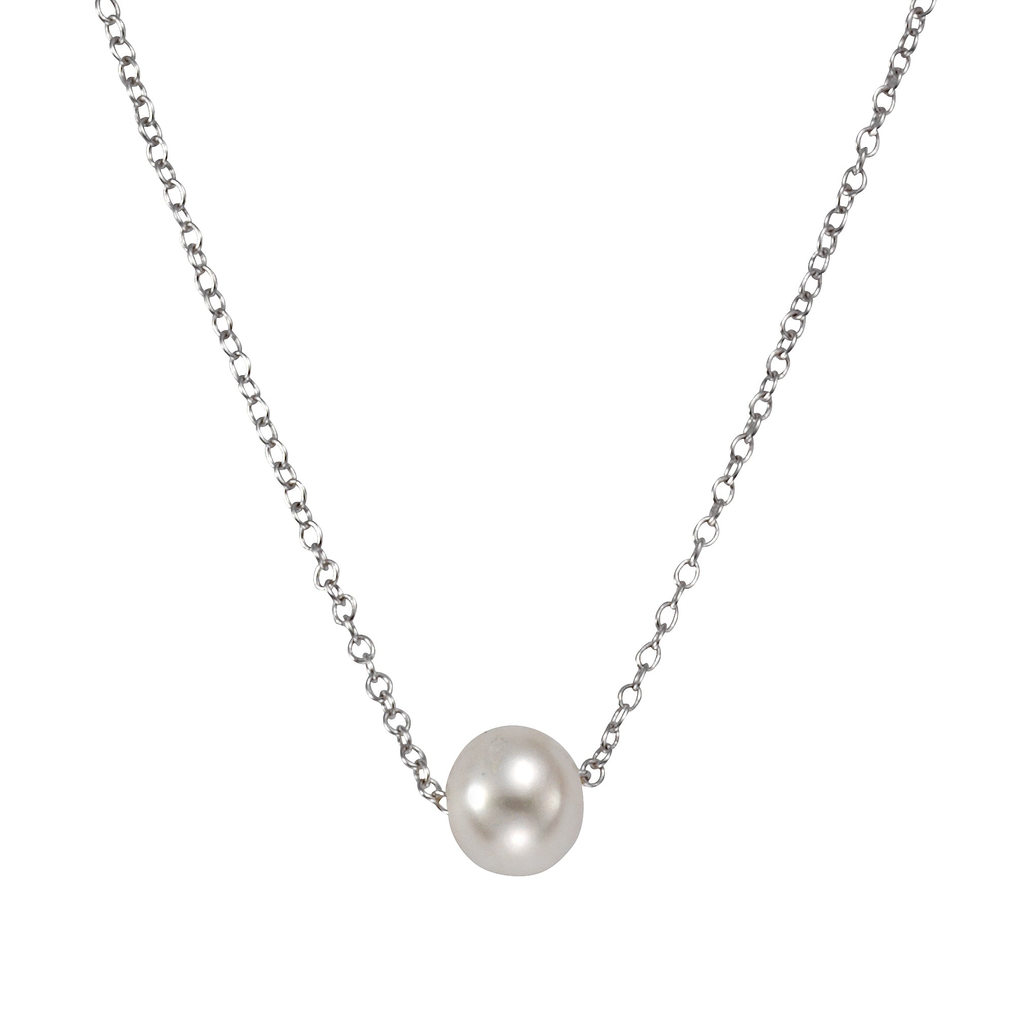 Collier 925 Silber rhodiniert Perle weiß