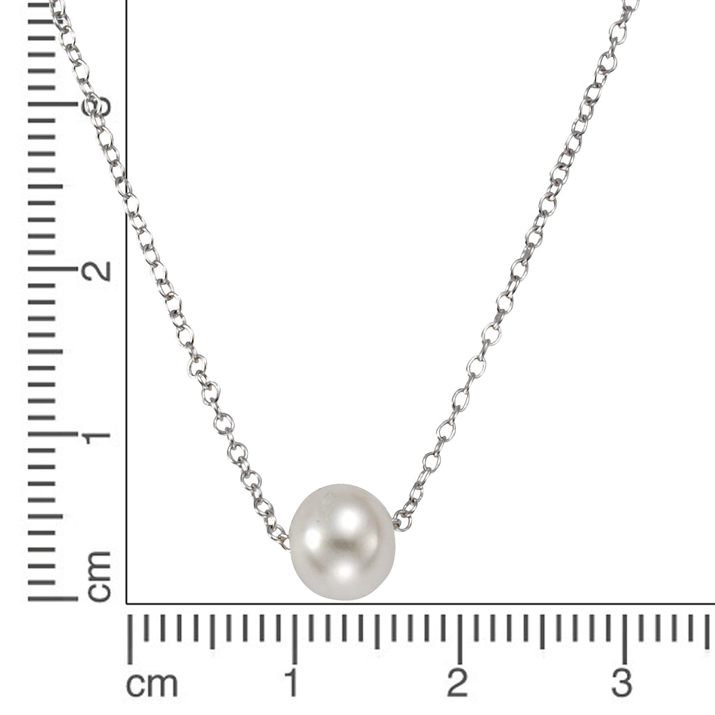 Collier 925 Silber rhodiniert Perle weiß