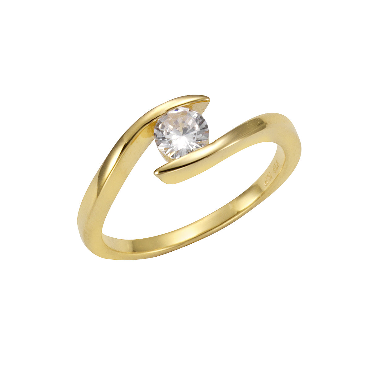 Ring 925 Silber vergoldet Zirkonia weiß