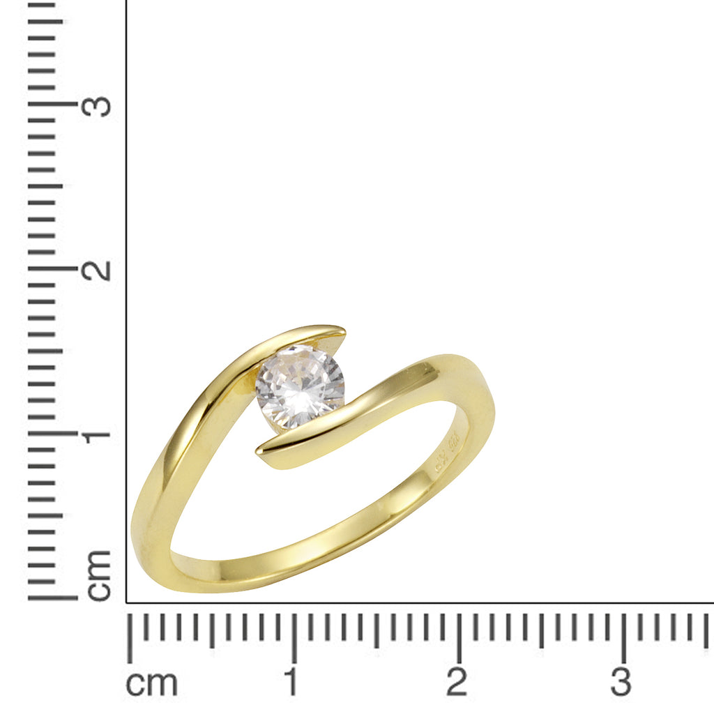 Ring 925 Silber vergoldet Zirkonia weiß