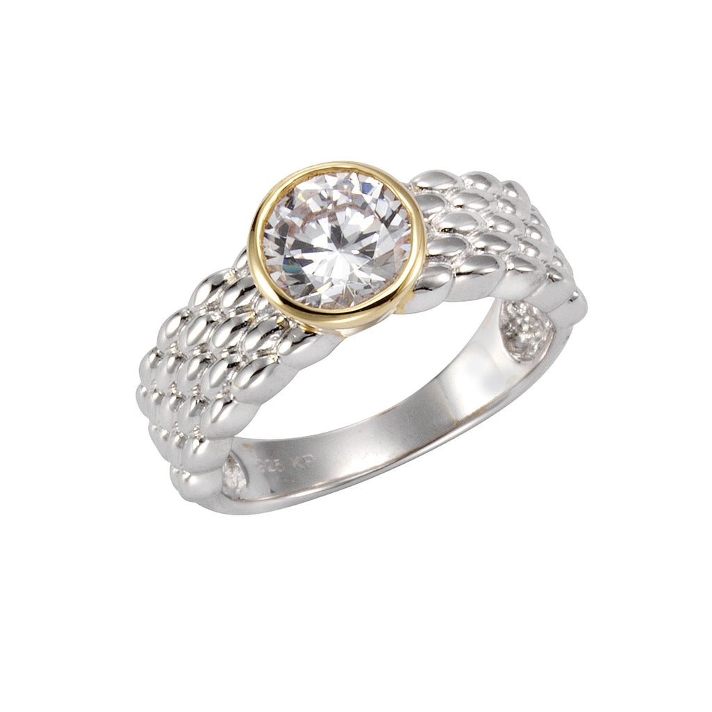 Ring 925 Silber zweifarbig Zirkonia weiß