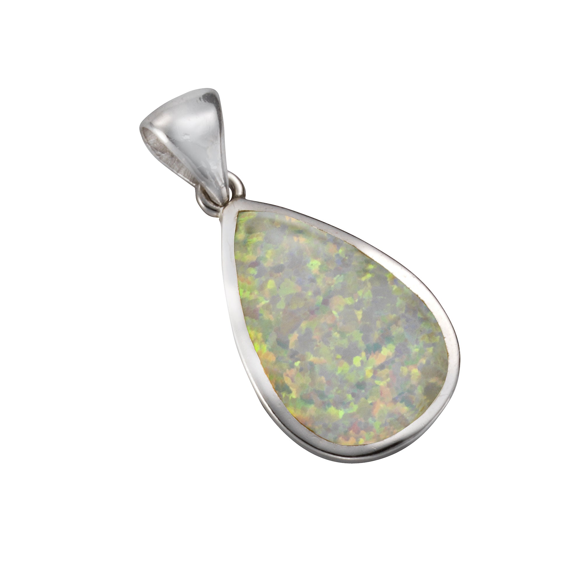Anhänger 925/- Sterling Silber synth. Opal weiß