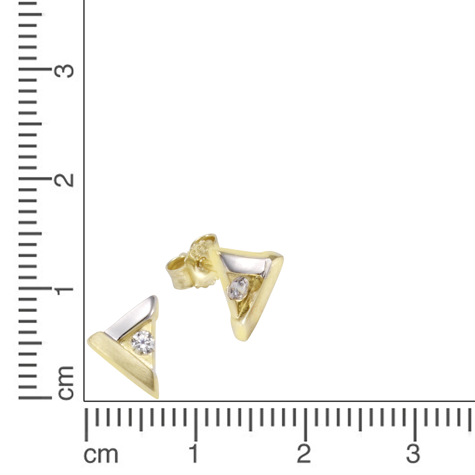 Ohrstecker 333 Gold zweifarbig Zirkonia weiß