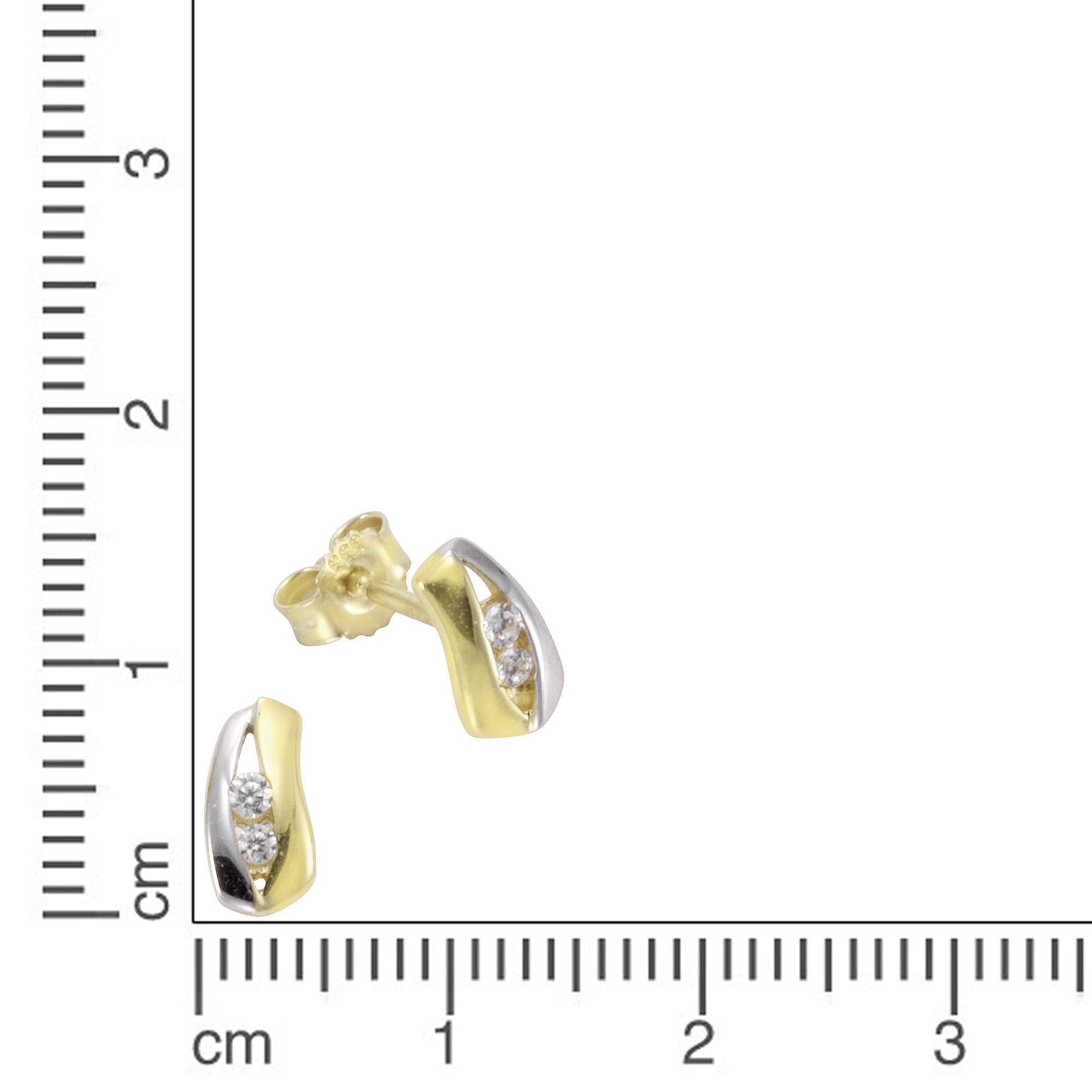 Ohrstecker 333 Gold zweifarbig Zirkonia weiß