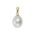 Anhänger 375 Gold Perle weiß oval 8-8,5 mm