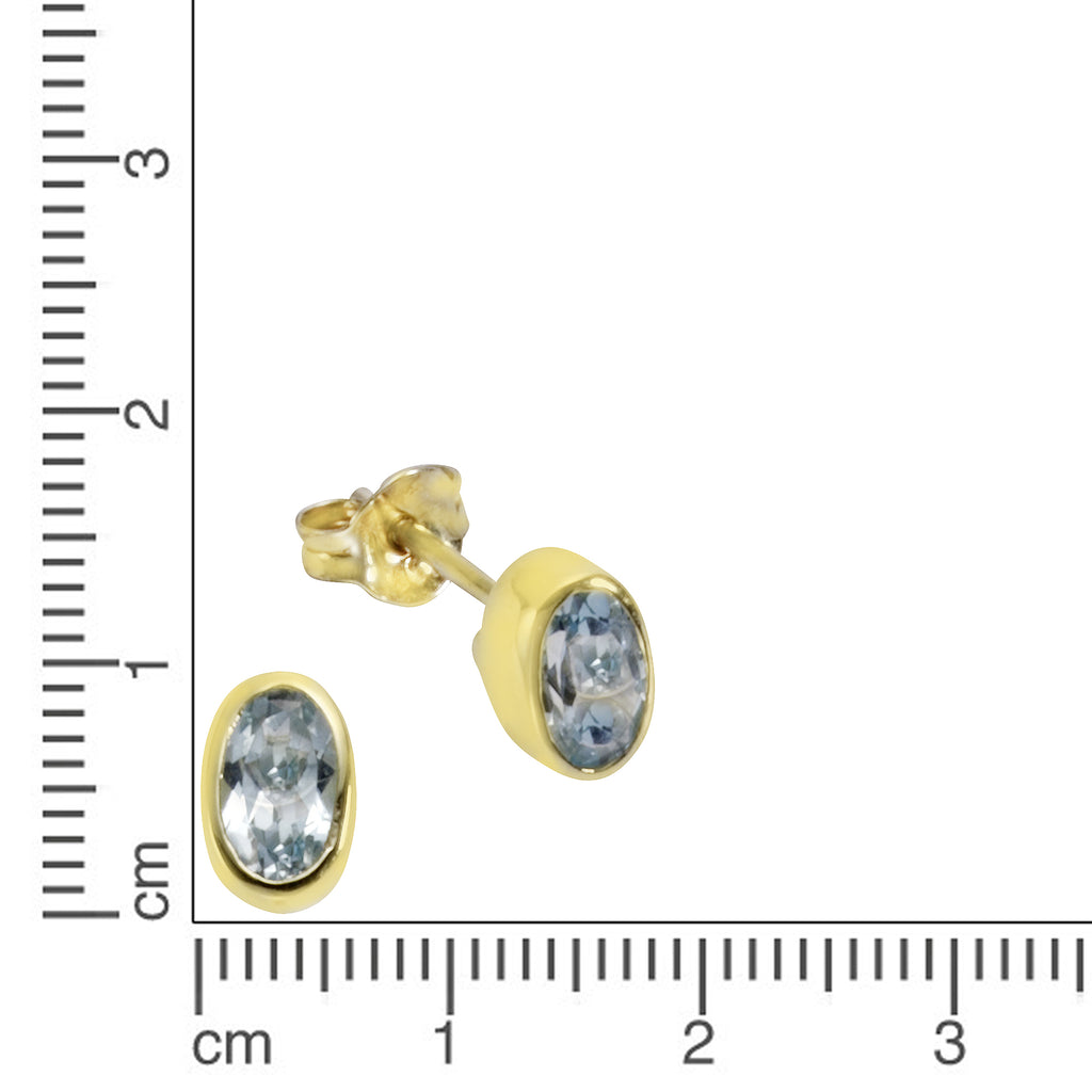 Ohrstecker 333/- Gelbgold mit Blautopas (beh.)