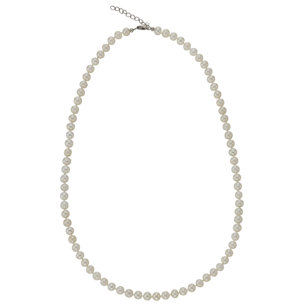 Collier 925 Silber rhodiniert mit Süßwasserzuchtperlen in weiß