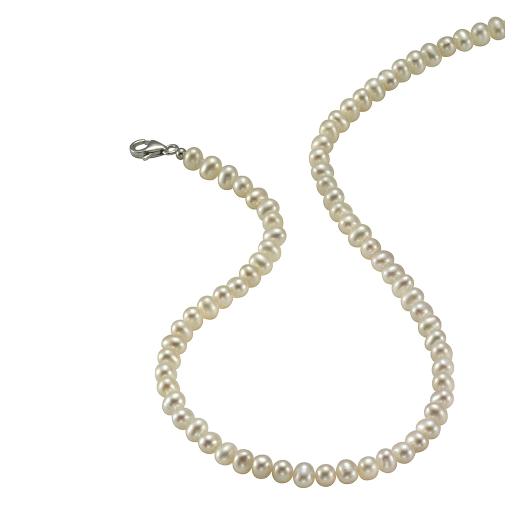Collier 925 Silber rhodiniert mit Süßwasserzuchtperlen in weiß