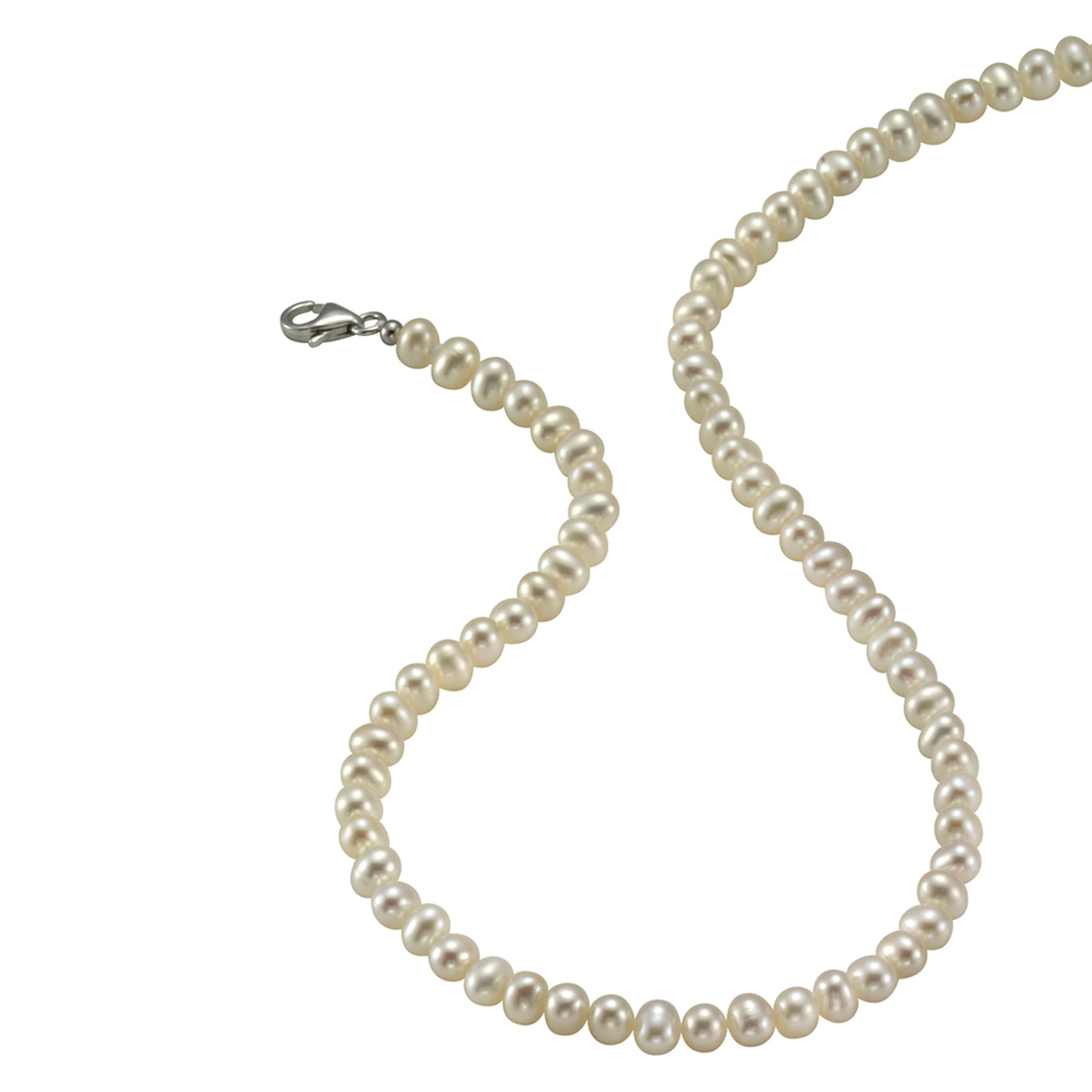Collier 925 Silber rhodiniert mit Süßwasserzuchtperlen in weiß