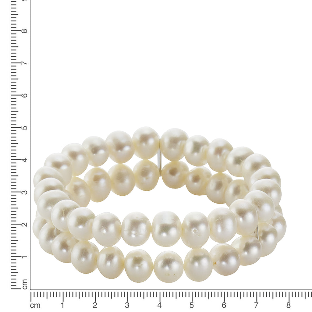 Armband Süßwasserzuchtperlen weiß 8mm zweireihig
