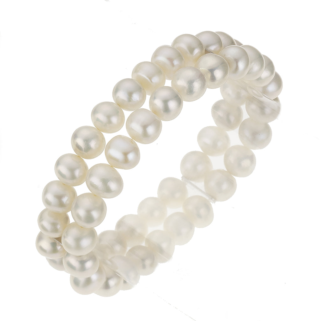 Armband Süßwasserzuchtperlen weiß 8mm zweireihig