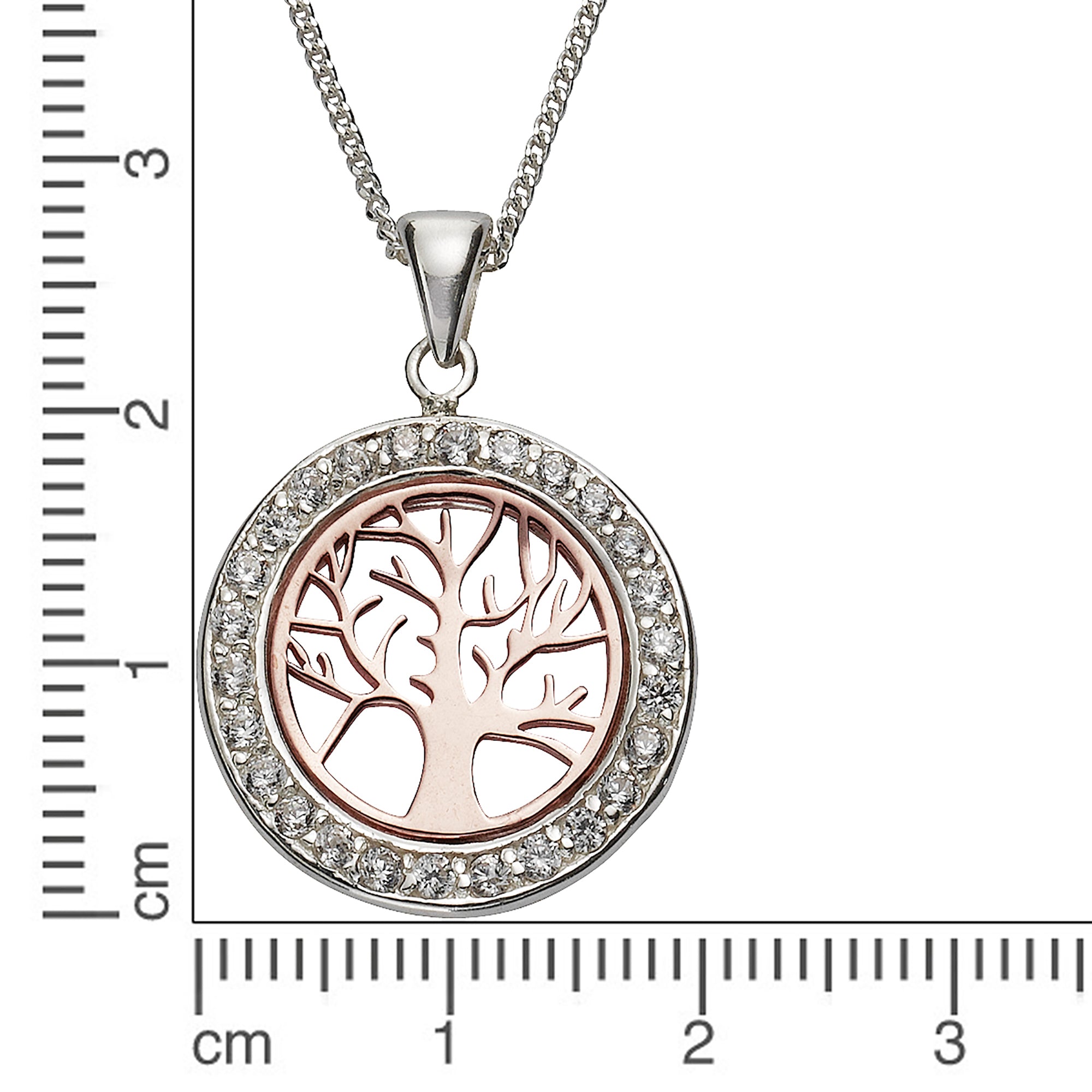 Halskette Silber 925 zweifarbig mit Lebensbaum-Motiv