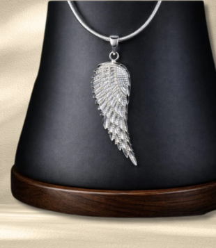 Anhänger 37x12mm Flügel diamantiert rhodiniert Silber 925