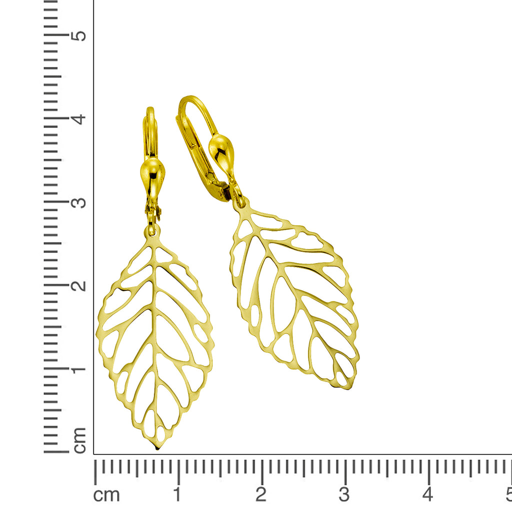 Ohrhänger 333 Gold Blattmotiv 42mm lang