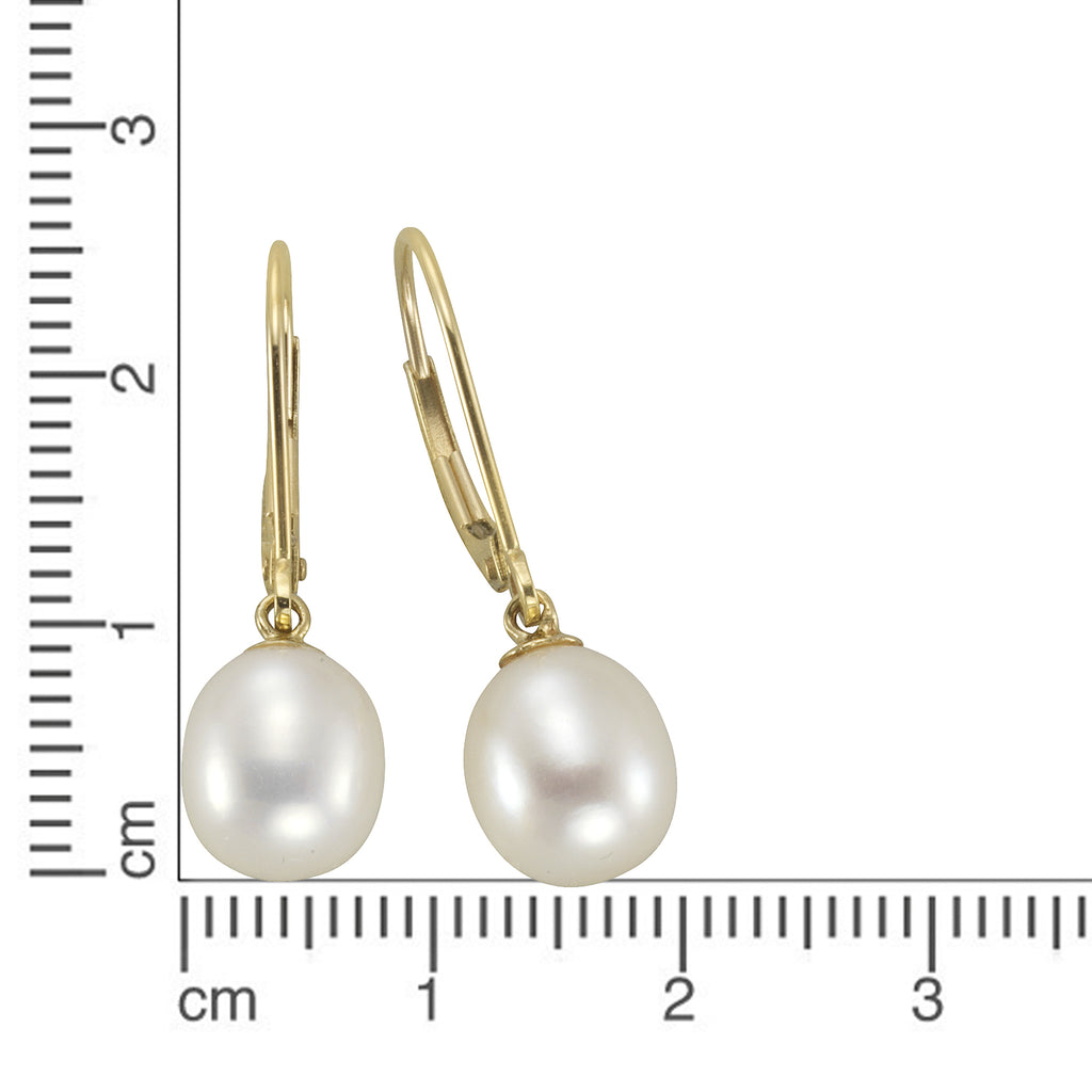 Ohrhänger 585 Gold Perle weiß 8-8,5mm