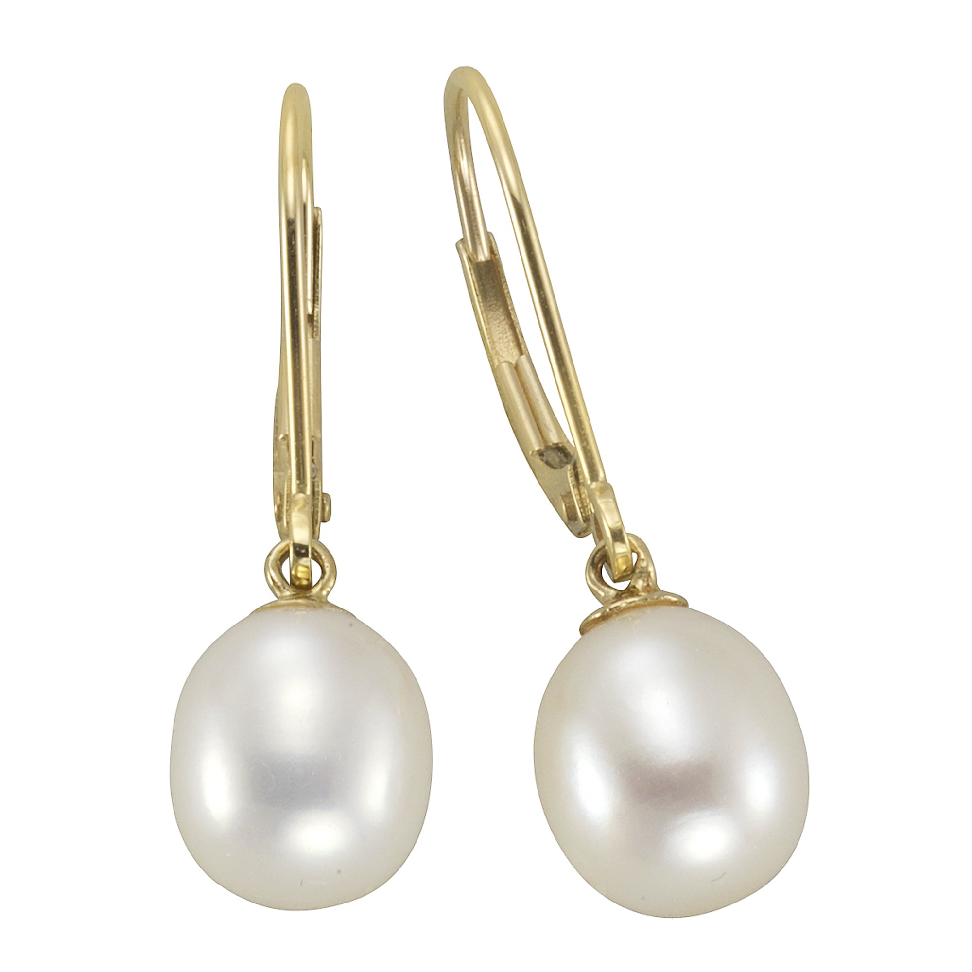 Ohrhänger 585 Gold Perle weiß 8-8,5mm