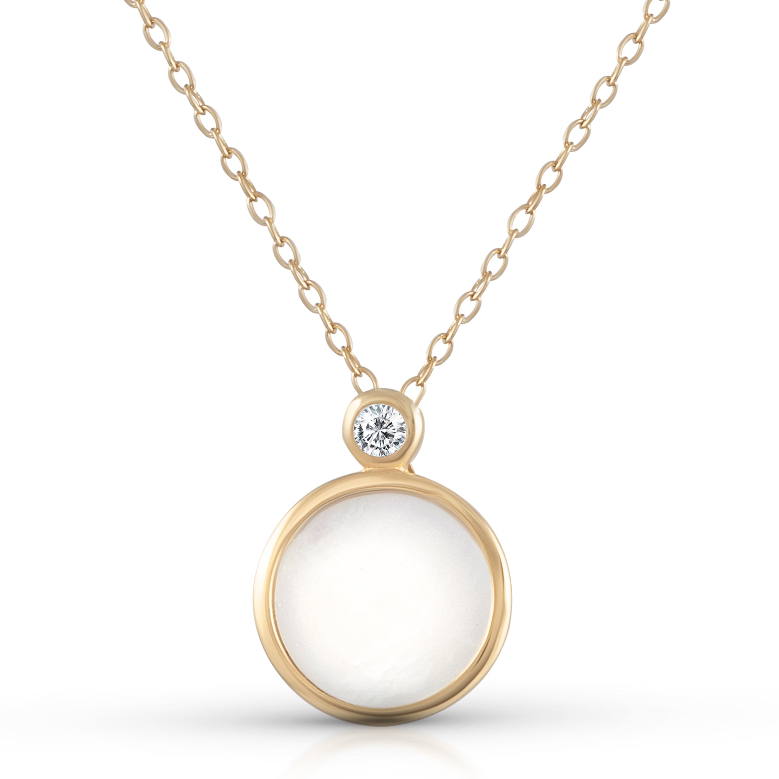 Collier 925 Silber vergoldet Perlmutt Zirkonia