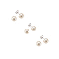 Ohrstecker 3er-Set 925 Silber rhodiniert Süßwasserzuchtperlen weiß 4 mm