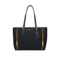 Schwarze Umhängetasche aus PU-Leder – Elegante Handtasche mit goldenen Akzenten („NaNiCo“)