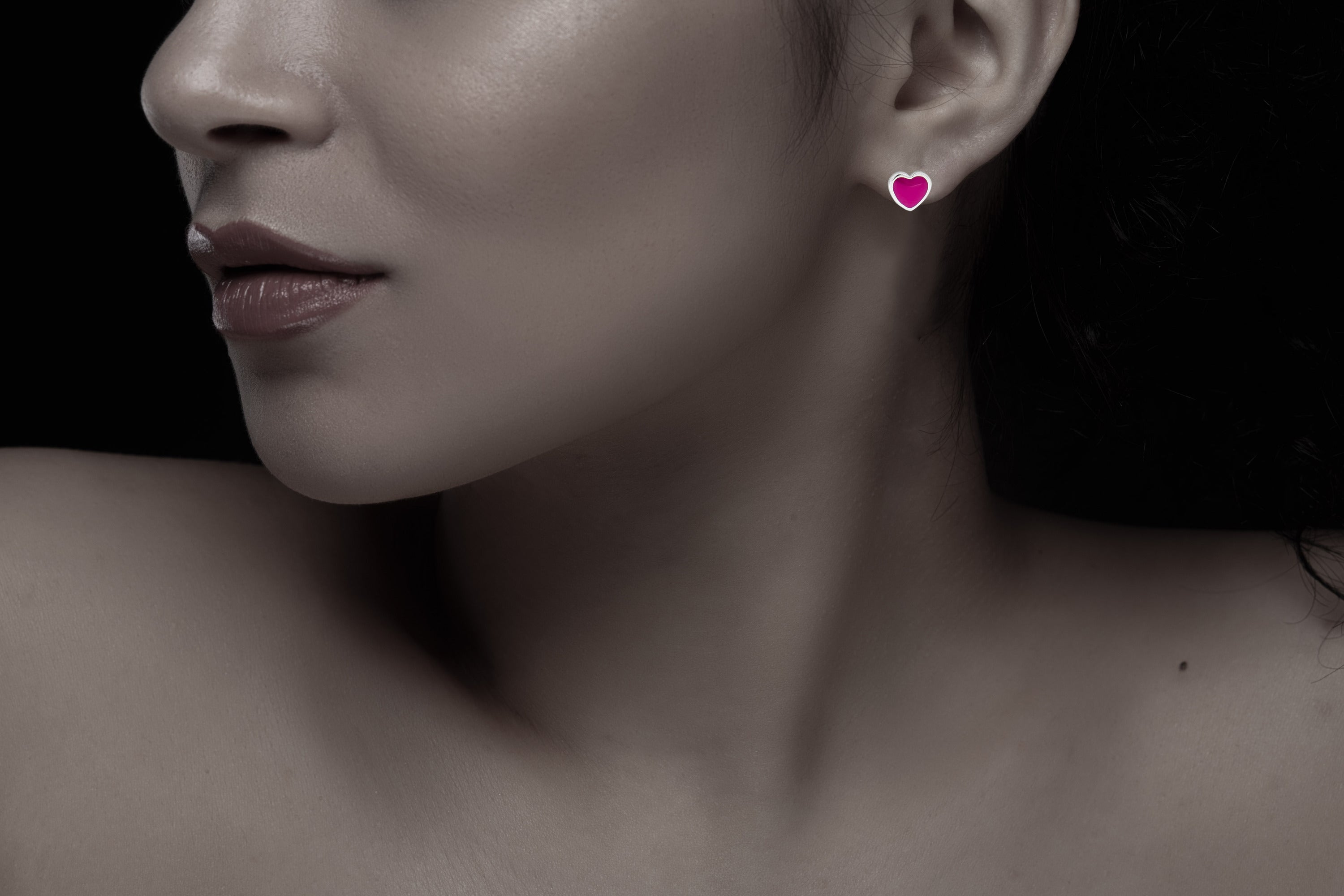 Ohrringe Silber 925 Herz Lack rosa
