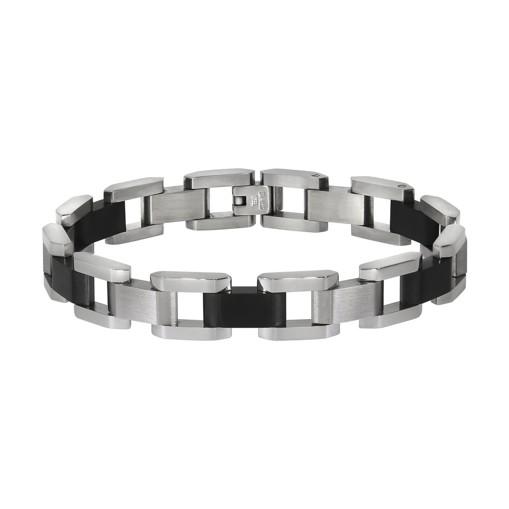 Armband Edelstahl poliert matt zweifarbig schwarz