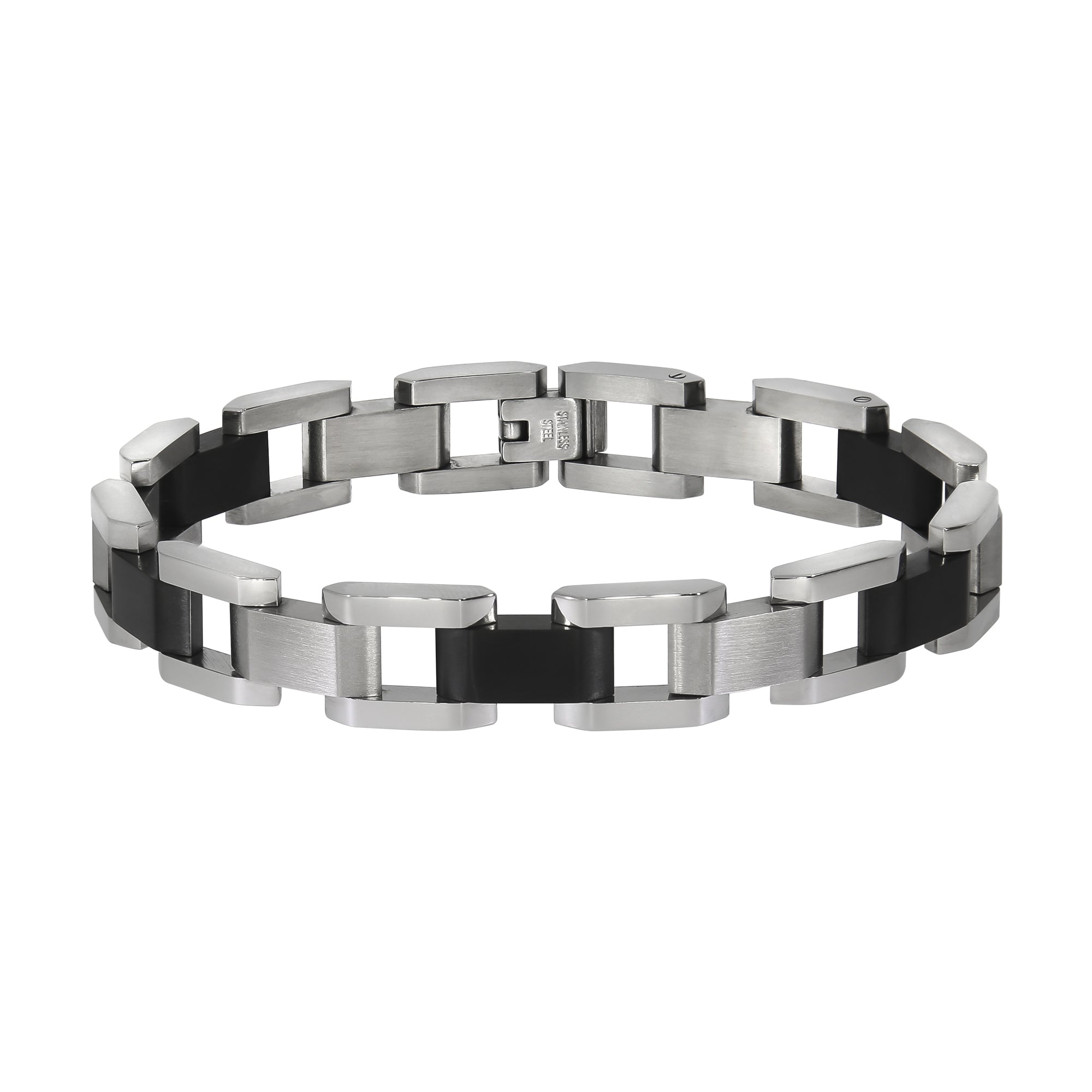 Armband Edelstahl poliert matt zweifarbig schwarz