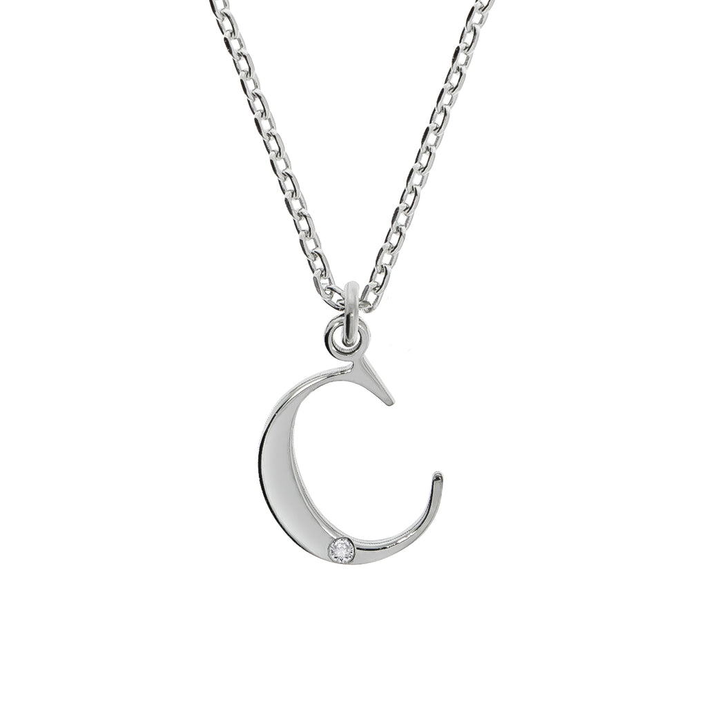 Halskette Silber 925 mit 1x Diamant 0,008ct. Buchstabe C