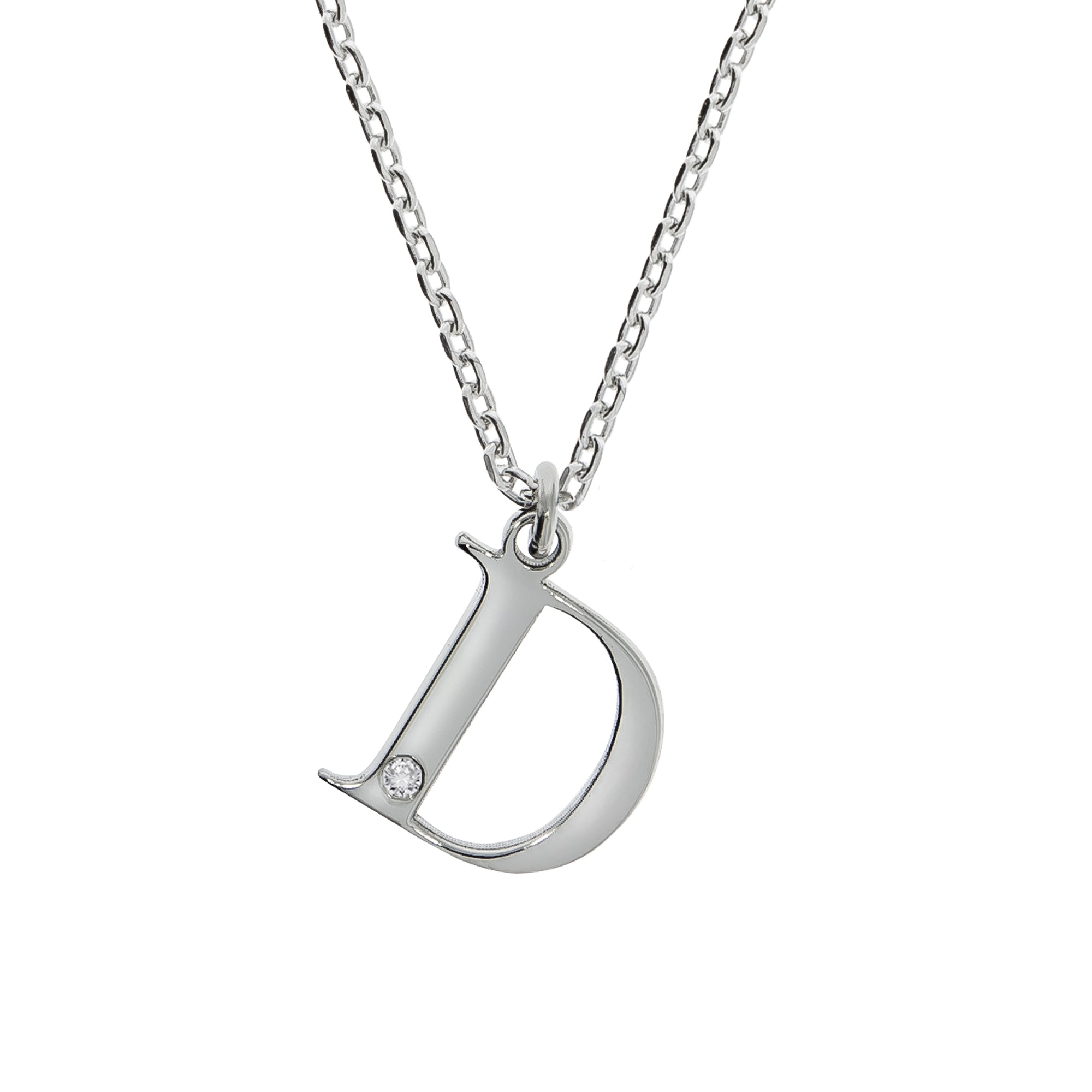 Halskette Silber 925 mit 1x Diamant 0,008ct. Buchstabe D