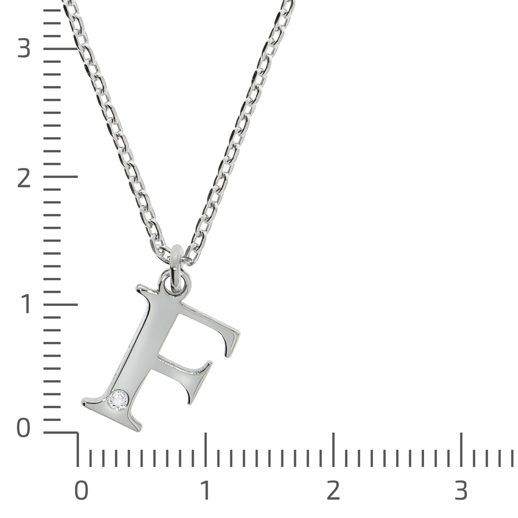 Halskette Silber 925 mit 1x Diamant 0,008ct. Buchstabe F