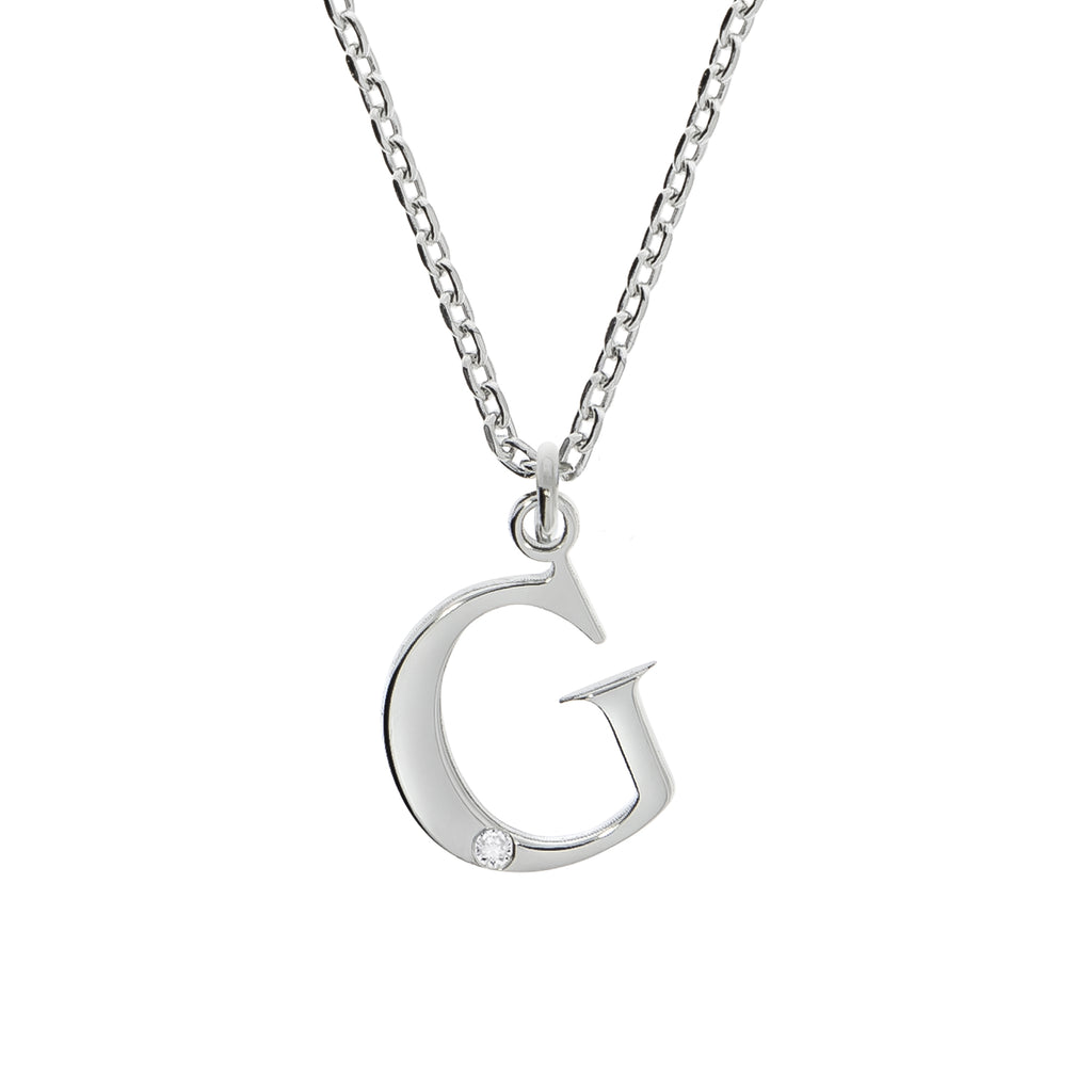 Halskette Silber 925 mit 1x Diamant 0,008ct. Buchstabe G
