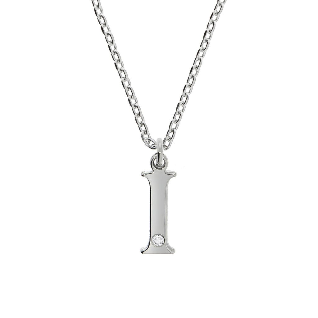 Halskette Silber 925 mit 1x Diamant 0,008ct. Buchstabe I
