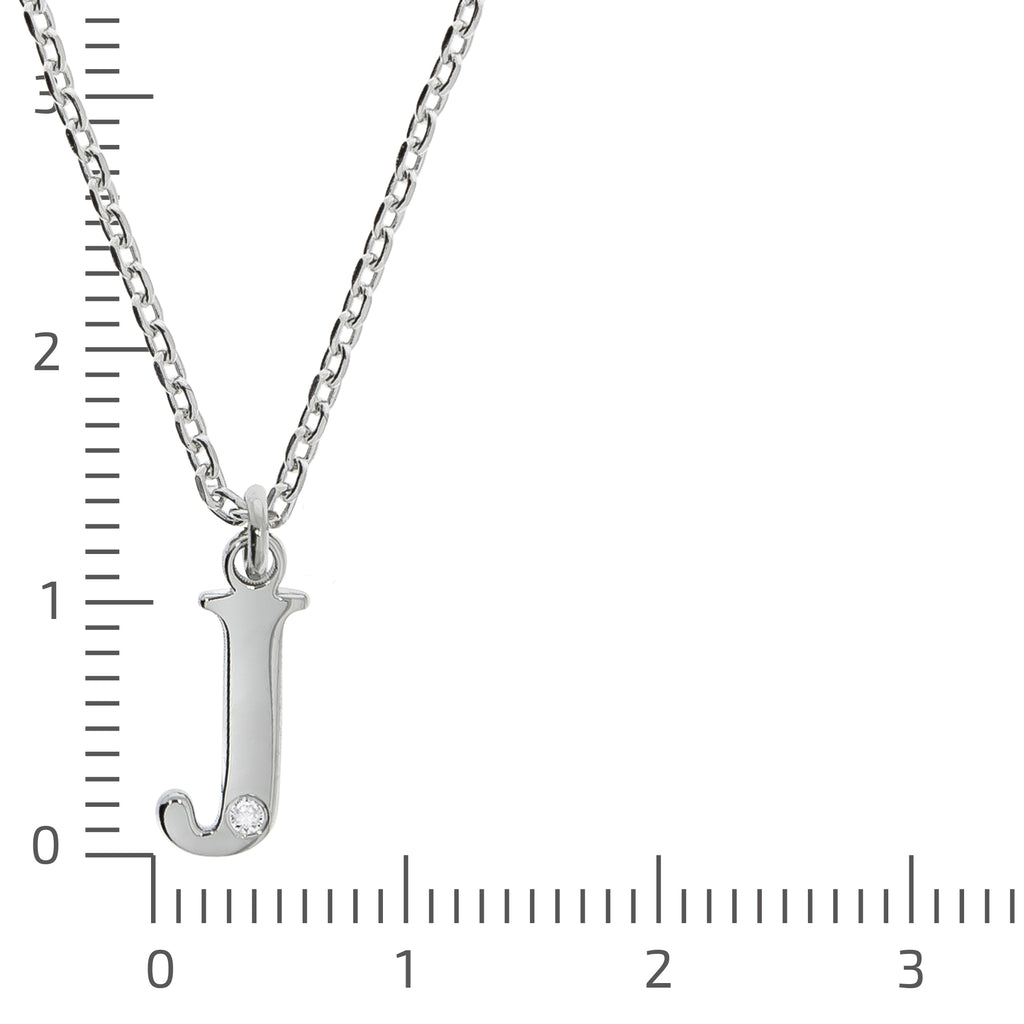 Halskette Silber 925 mit 1x Diamant 0,008ct. Buchstabe J