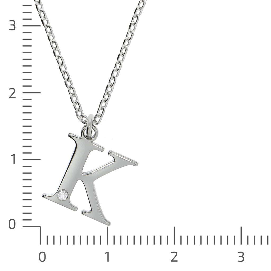Halskette Silber 925 mit 1x Diamant 0,008ct. Buchstabe K