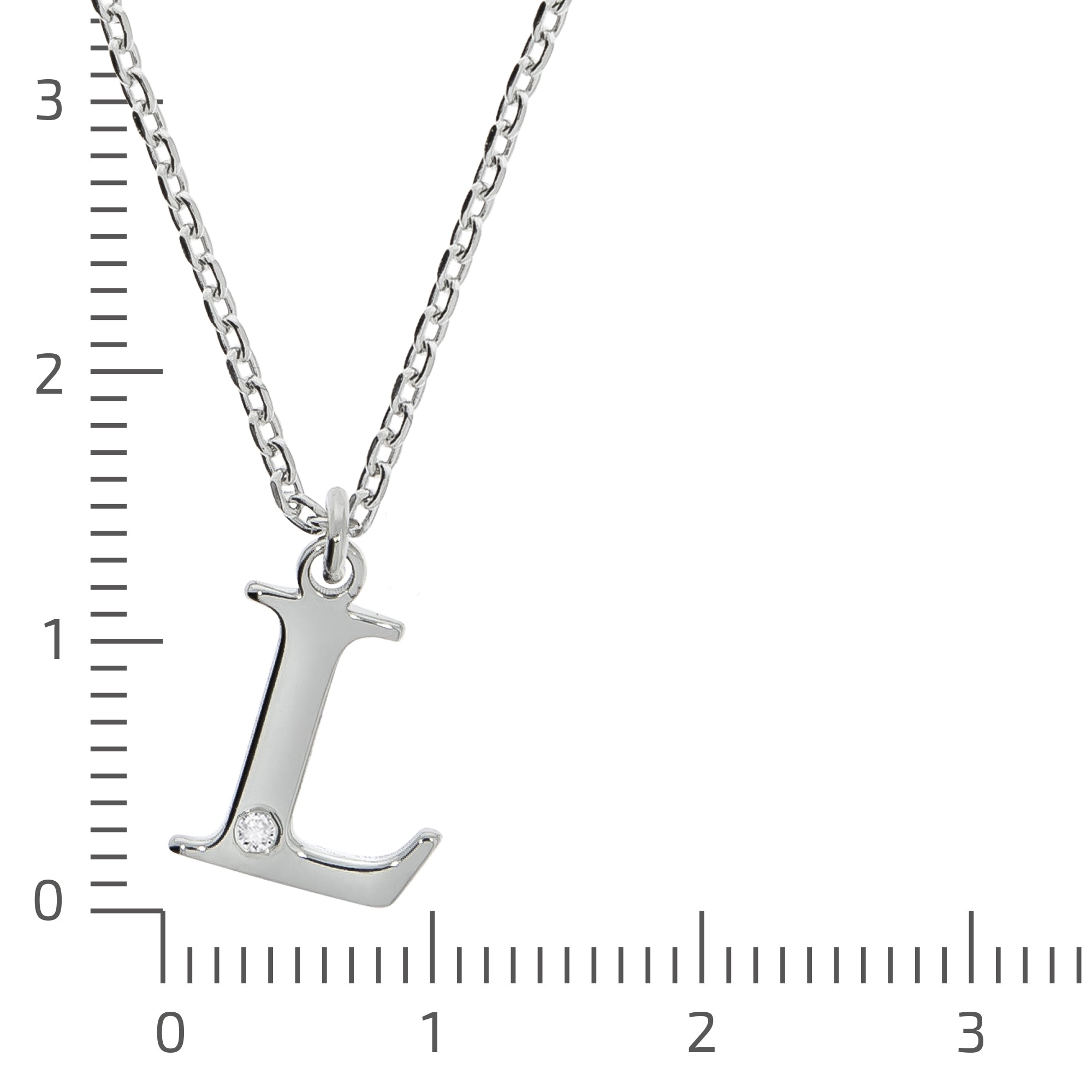Halskette Silber 925 mit 1x Diamant 0,008ct. Buchstabe L