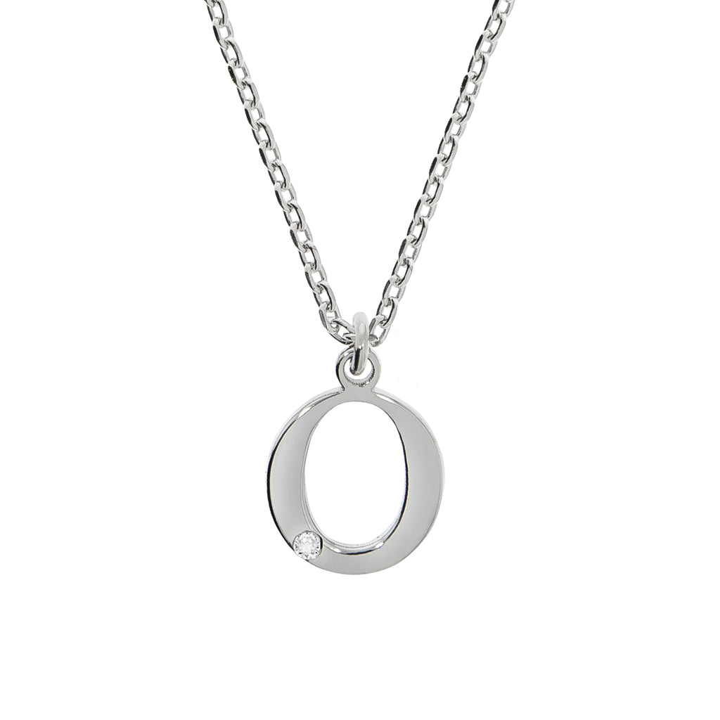 Halskette Silber 925 mit 1x Diamant 0,008ct. Buchstabe O