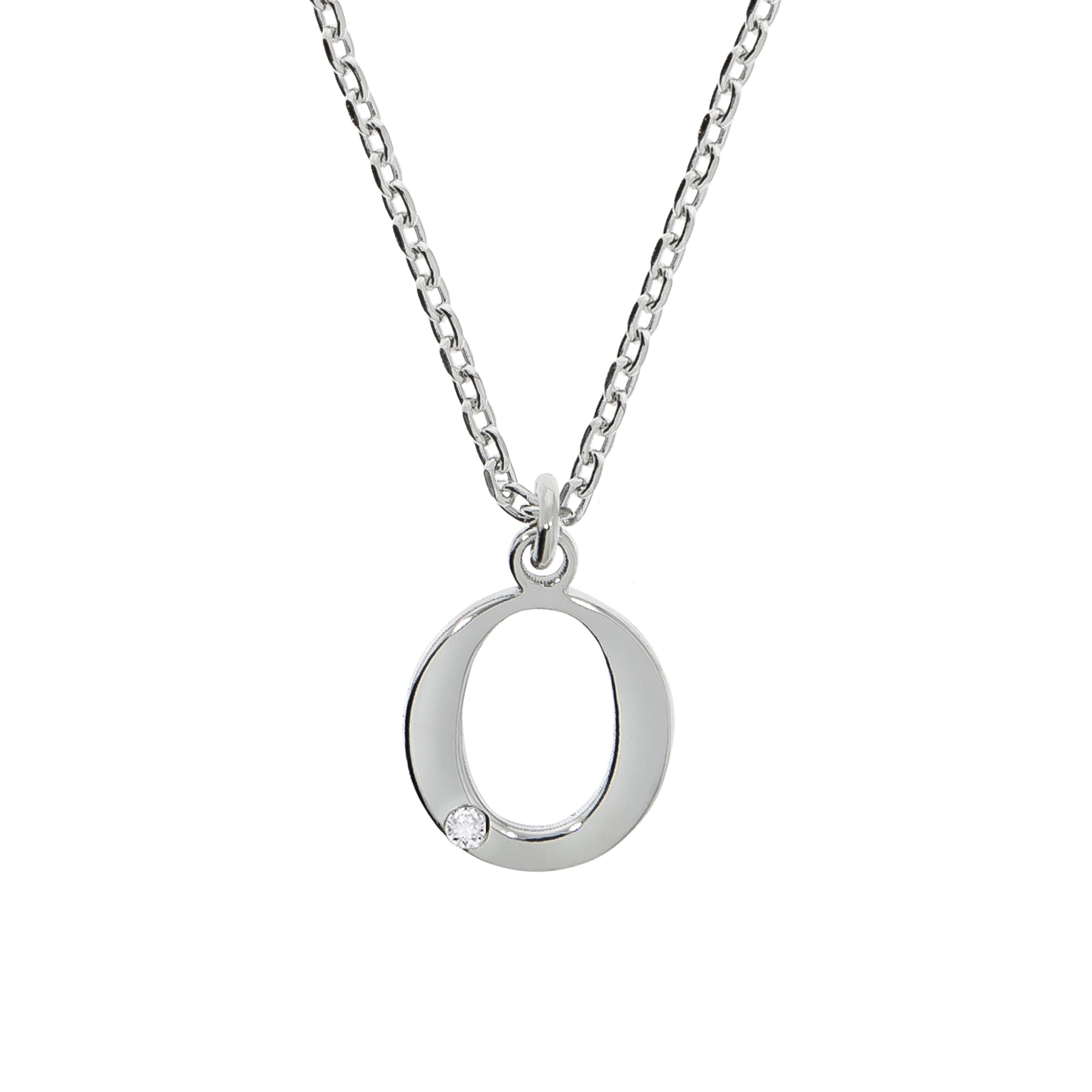 Halskette Silber 925 mit 1x Diamant 0,008ct. Buchstabe O