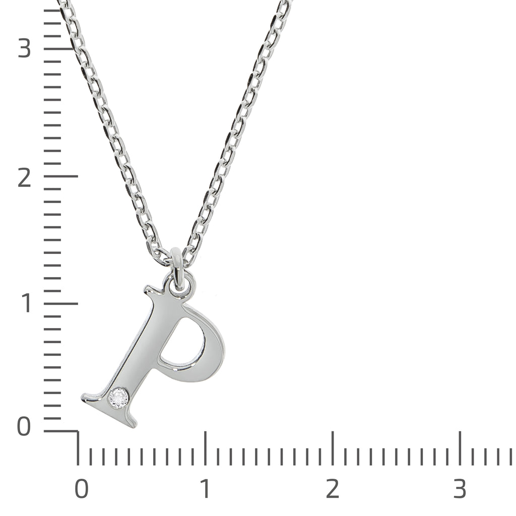 Halskette Silber 925 mit 1x Diamant 0,008ct. Buchstabe P