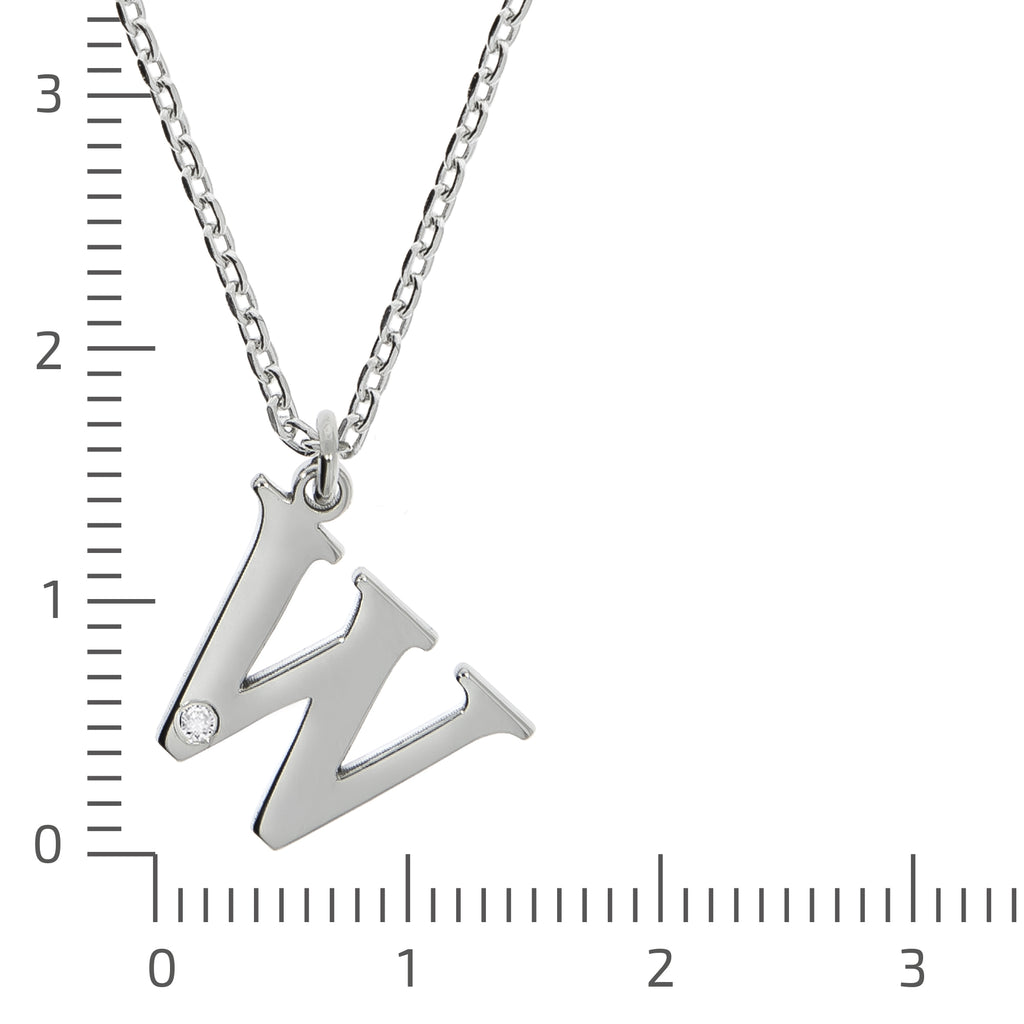 Halskette Silber 925 mit 1x Diamant 0,008ct. Buchstabe W