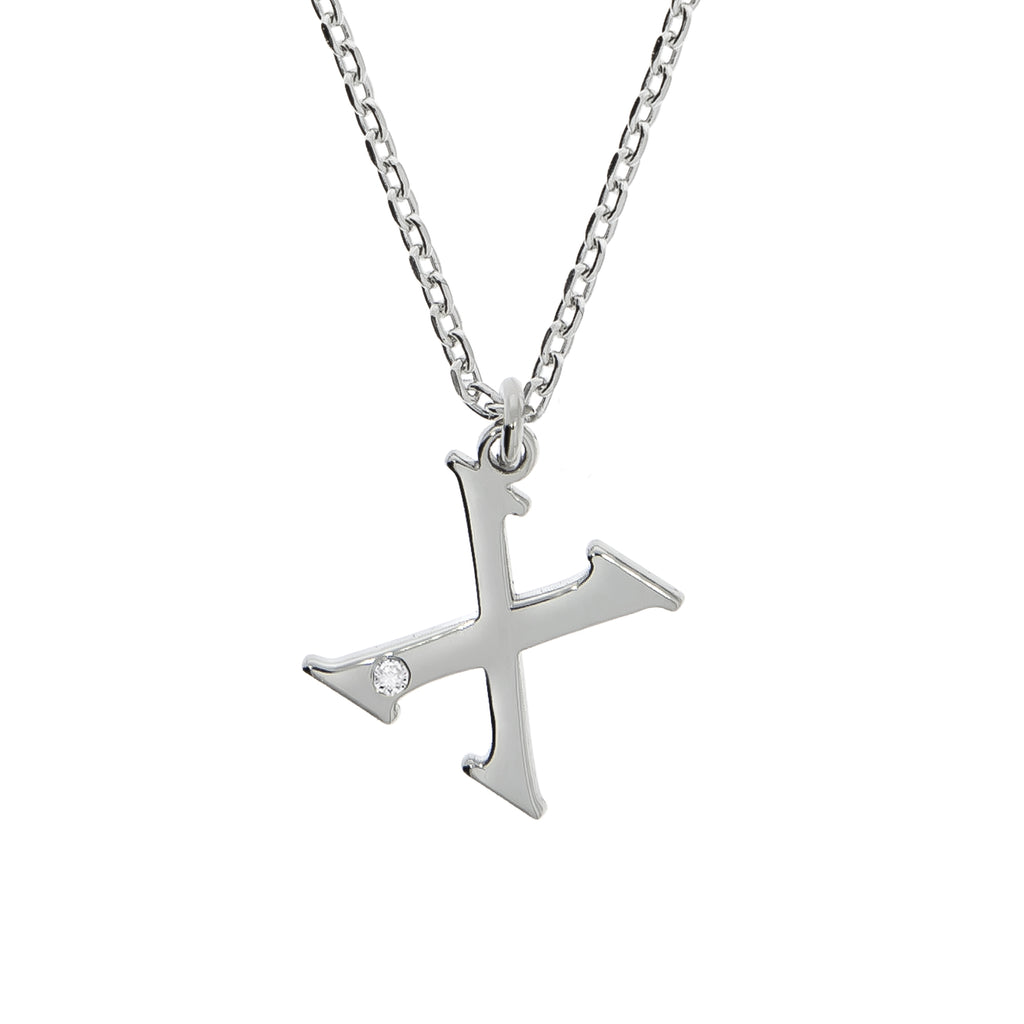 Halskette Silber 925 mit 1x Diamant 0,008ct. Buchstabe X
