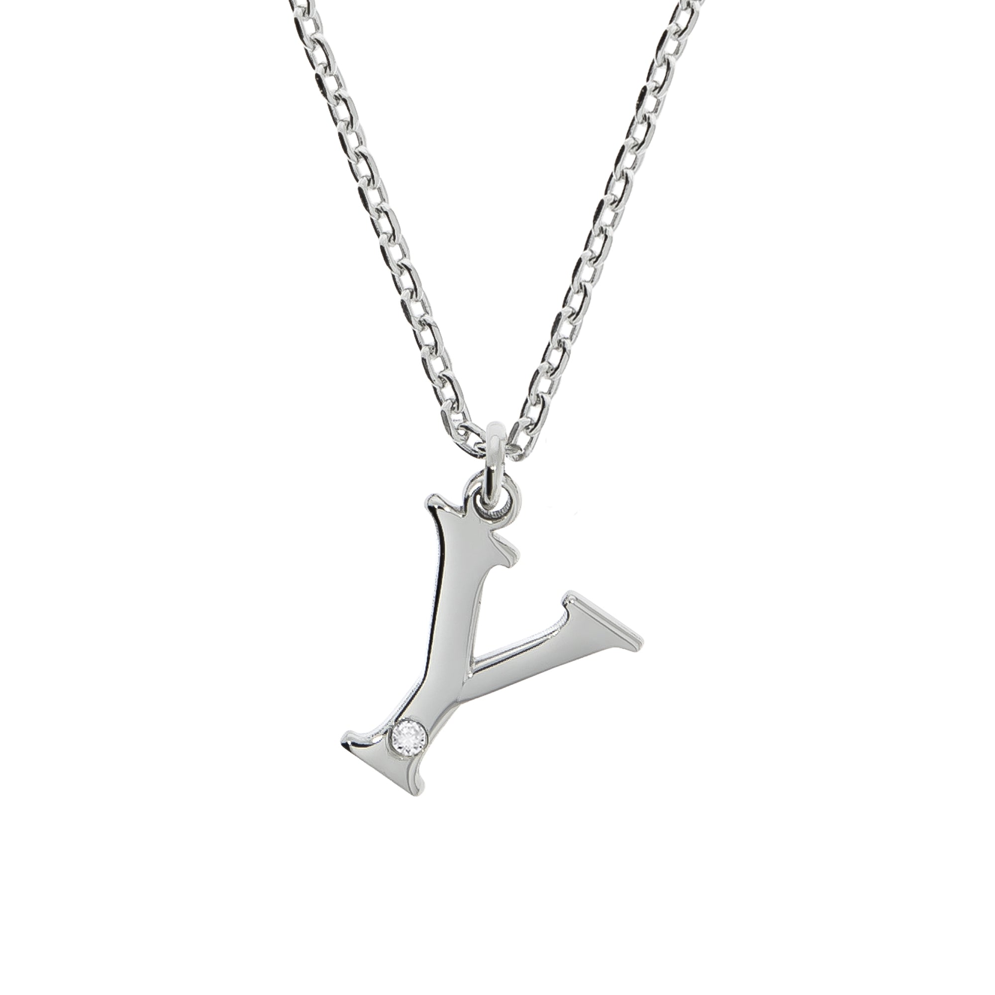 Halskette Silber 925 mit 1x Diamant 0,008ct. Buchstabe Y