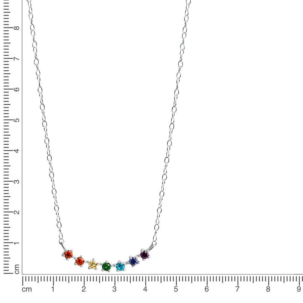 Halskette Silber 925 rhodiniert mit bunten Zirkonia-Steinen