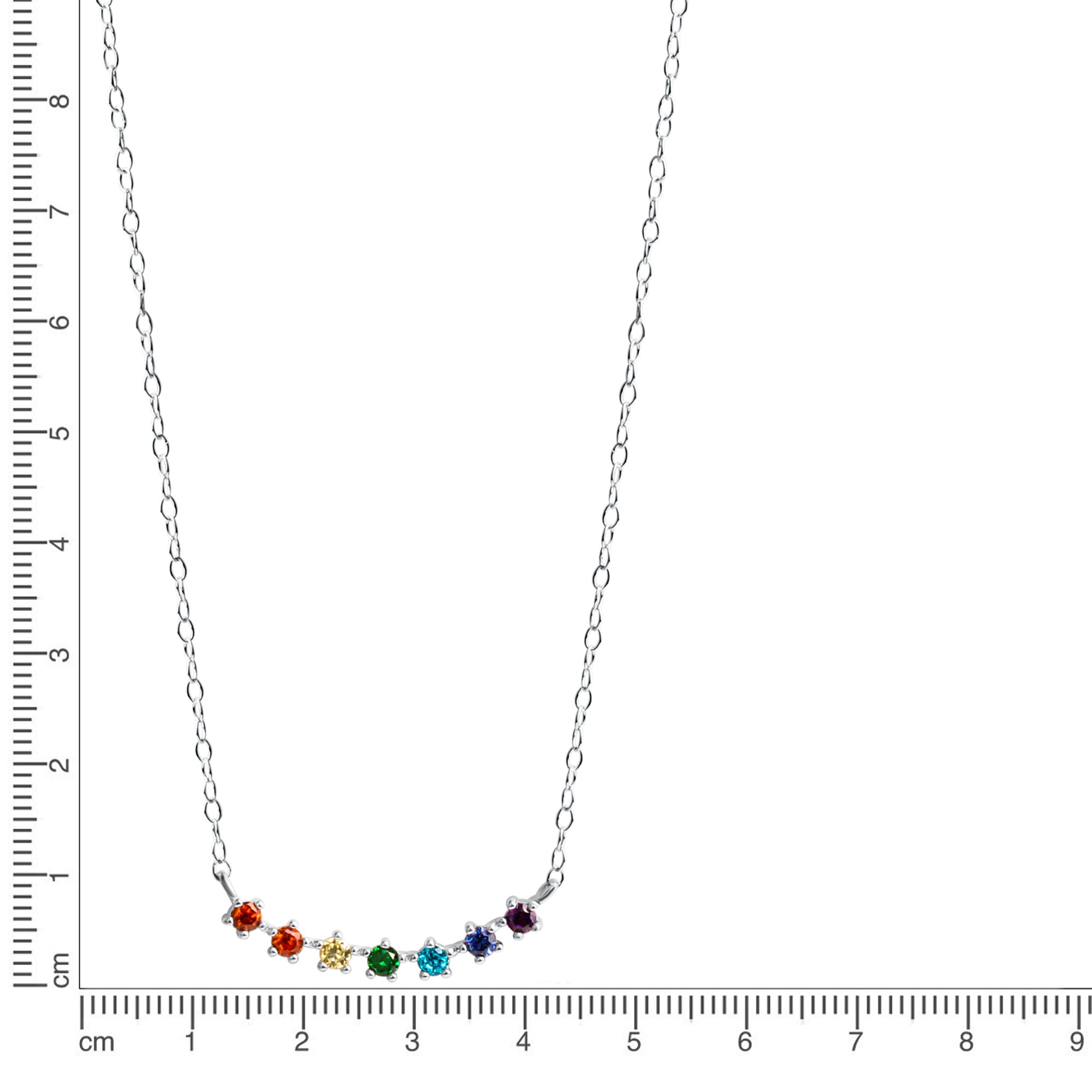 Halskette Silber 925 rhodiniert mit bunten Zirkonia-Steinen