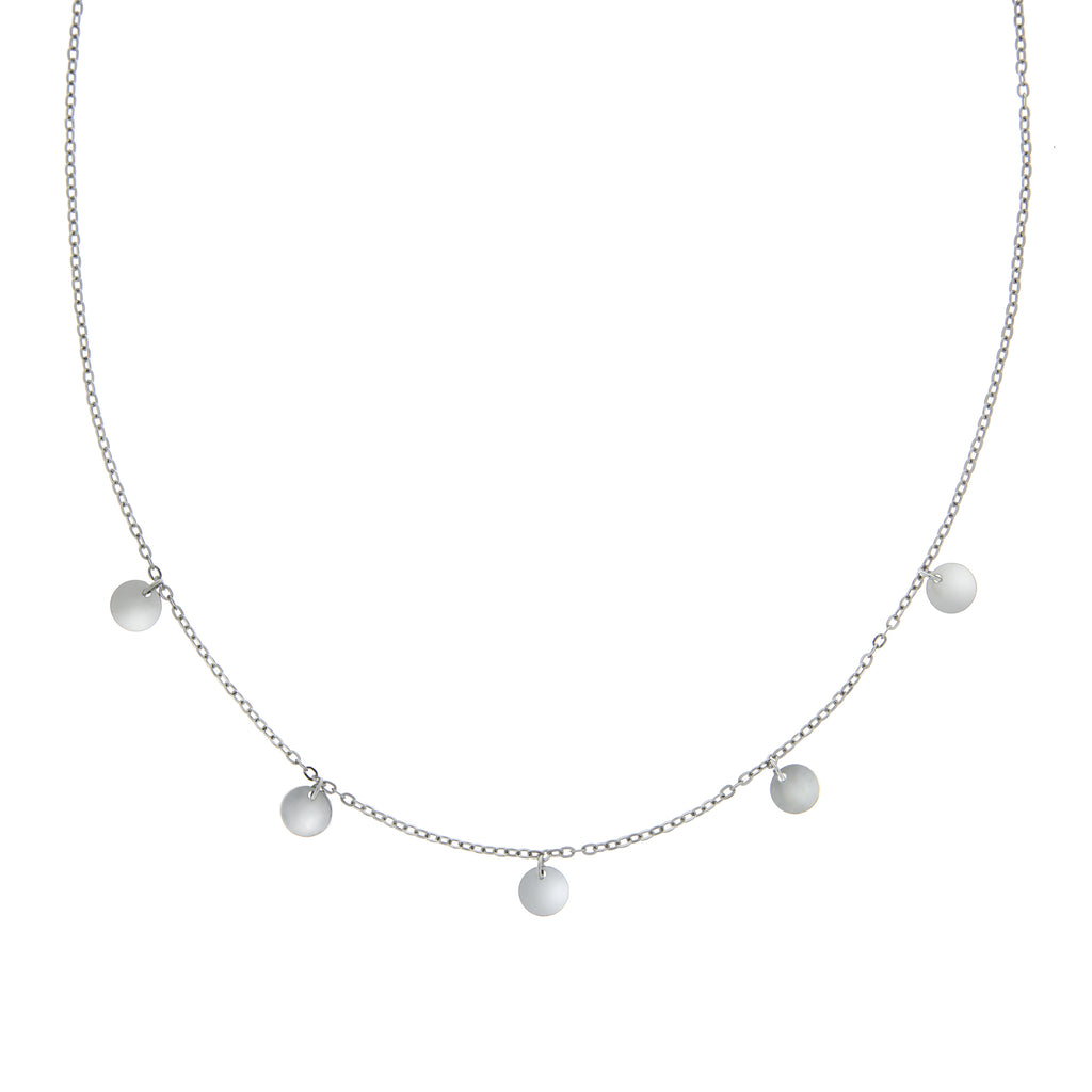 Halskette 925 Sterling Silber rhodiniert Plättchen-Anhänger 42+3cm