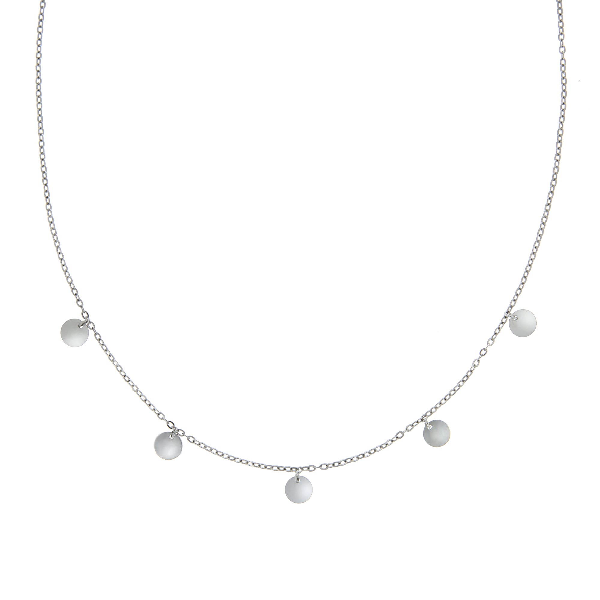 Halskette 925 Sterling Silber rhodiniert Plättchen-Anhänger 42+3cm